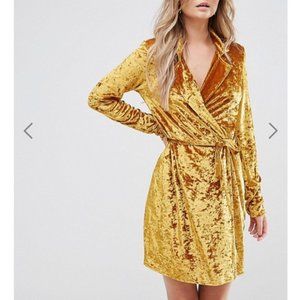 Gold Velvet Wrap Dress